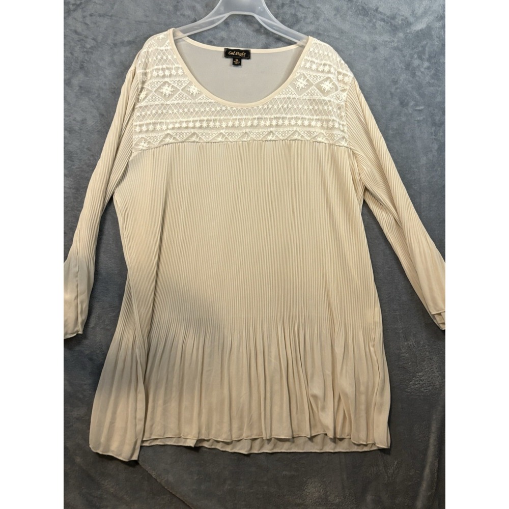 Cal Style USA Women's Plus 3X Poly Chiffon Wispy Stretchy Blouse Tunic Top